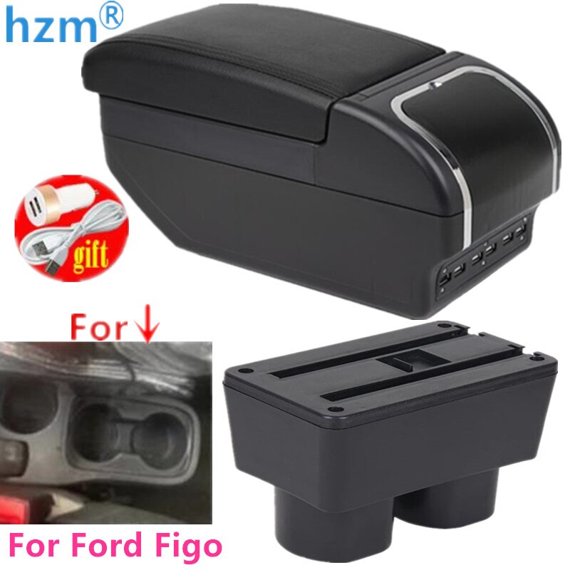 Voor Ford Figo Armsteun Doos Voor Ford Figo Interieur Onderdelen Auto Armsteun Box Retrofit Onderdelen Opbergdoos Met Usb Led
