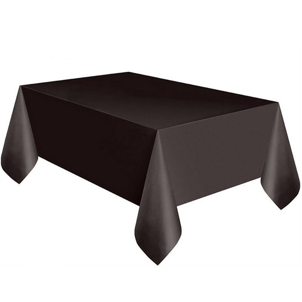 Wegwerp Plastic Tafelkleed Print Kleur Roze Bruiloft Verjaardag Party Tafel Dekken Rechthoek Bureau Doek Veeg Covers Tafelkleed: Black 