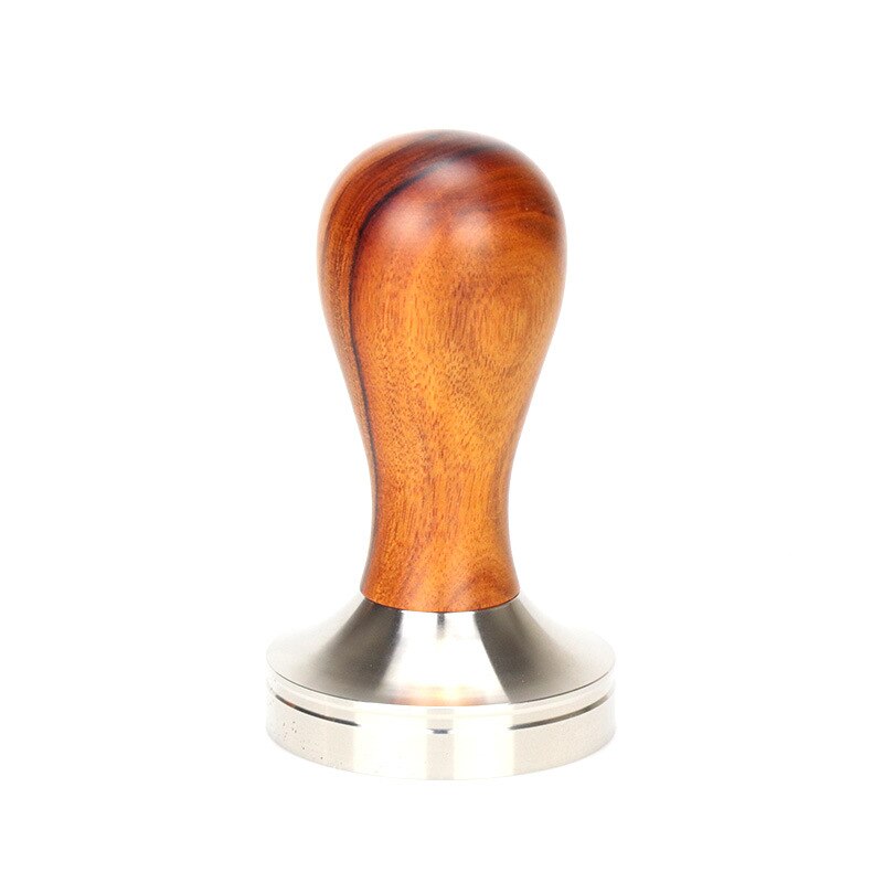 Koffie Tamper - 53mm Platte Bodem - Roestvrij Staal - Massief Houten Handvat: 53mm schroefdraad