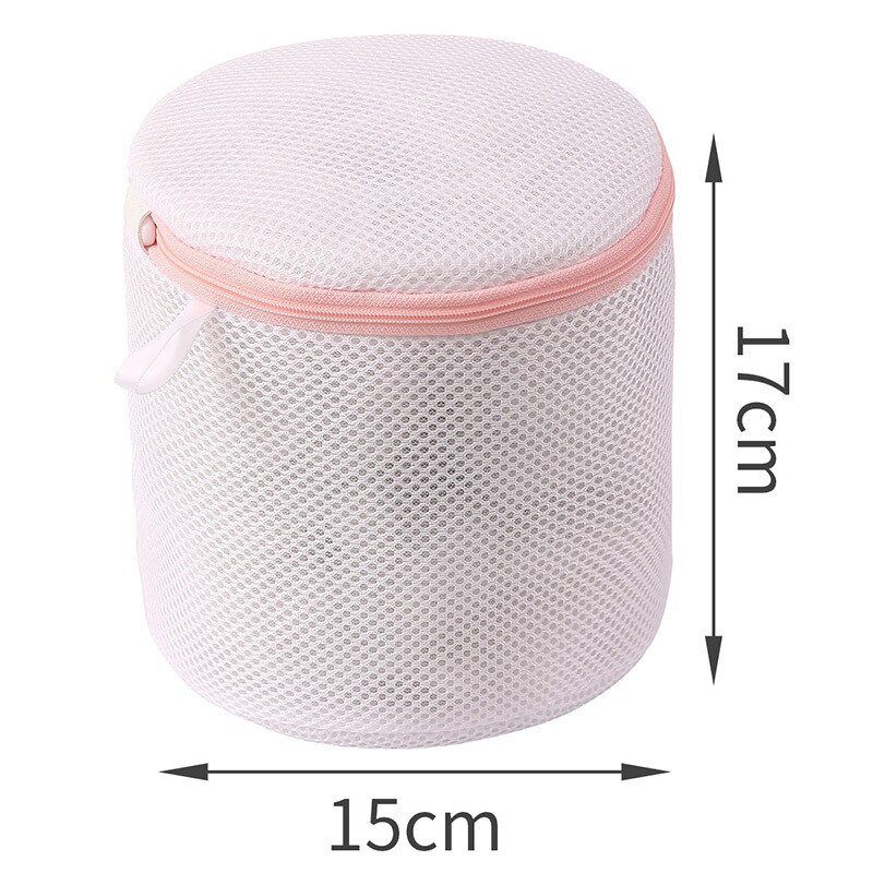Bolsas de lavandería para lavadora, organizador de ropa interior portátil de viaje, bolsa de almacenamiento de sujetadores, Bolsa de lavado de malla de poliéster, producto de lavandería para el hogar: Cylinder bag - pink