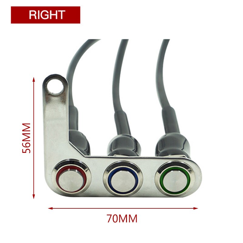 Interrupteur étanche à 3 boutons pour guidon de moto, interrupteur marche-arrêt, interrupteur étanche pour phare, klaxon et clignotant, LED