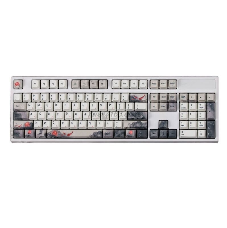 5 lados, sublimación de tinta, 108 teclas, OEM, teclas PBT, Teclado mecánico de teclas de juego completo, teclas de tinta Koi Nobori, teclas de carpa: Default Title