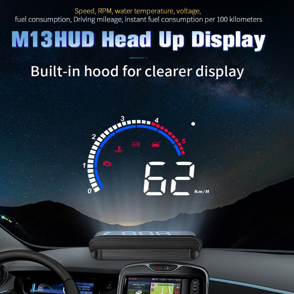 Projecteur de pare-brise avec affichage tête haute HUD pour voiture, horloge numérique de vitesse, avertissement de survitesse, mesure du kilométrage pour véhicules