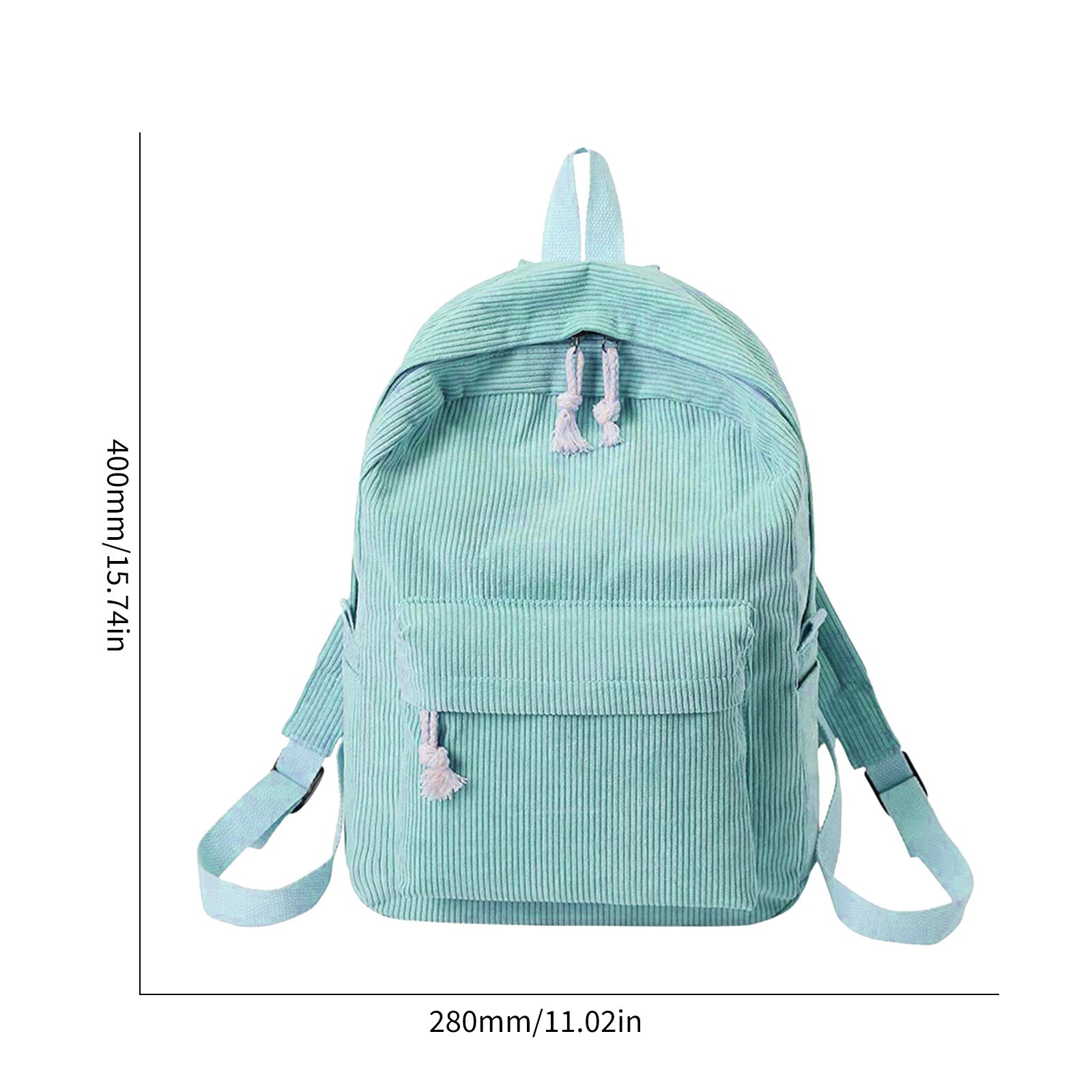 Vrouwen Casual Corduroy Rugzakken Effen Kleur Dagelijkse Leisure Winkelen Reizen Rugzakken Schooltas Voor Casual Dagelijks: green