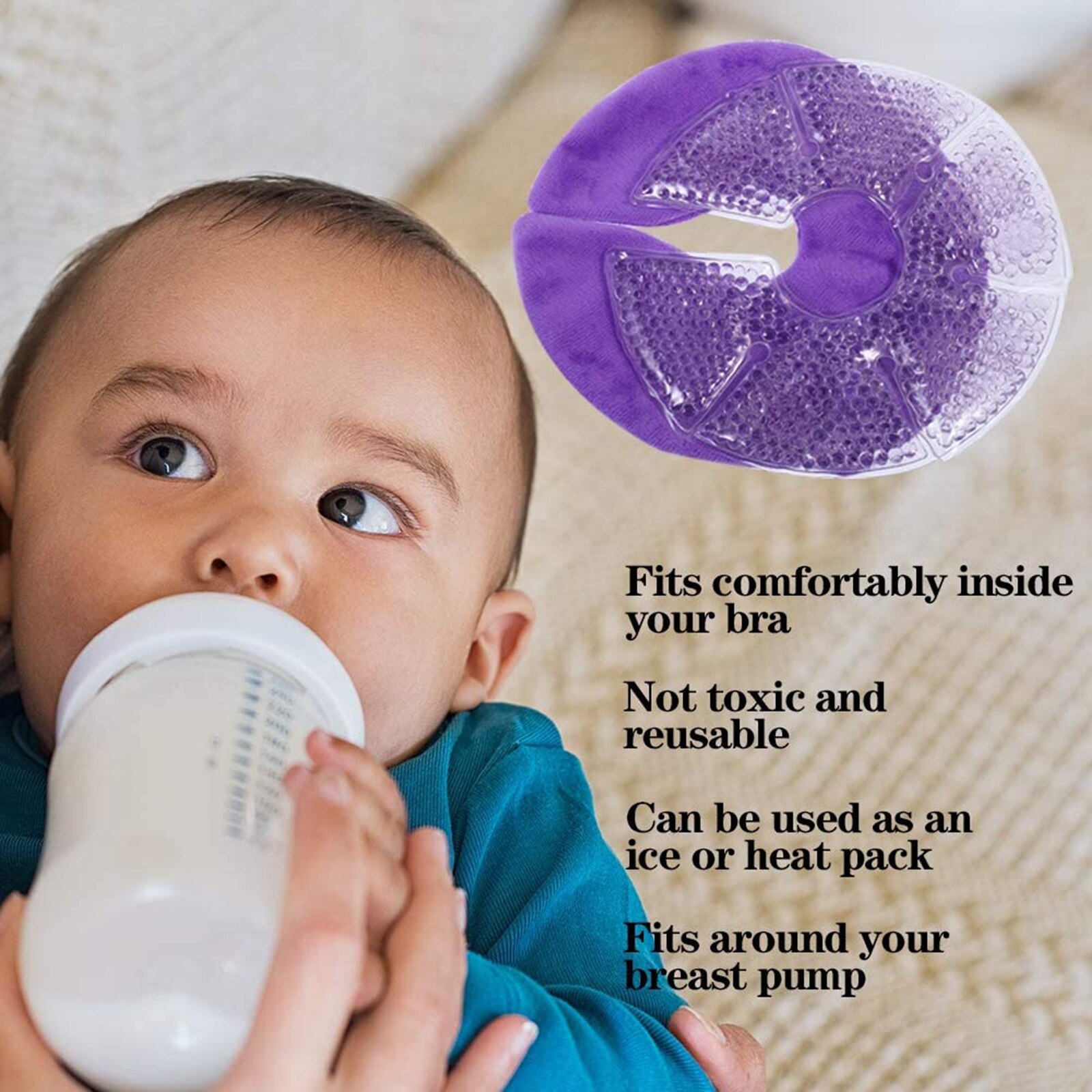 Breast Ice Pack 2 Pack Breast Pack Cooling Breast Gel Pads with Soft Backing for of Breastfeeding, Mastitis, Engorgement