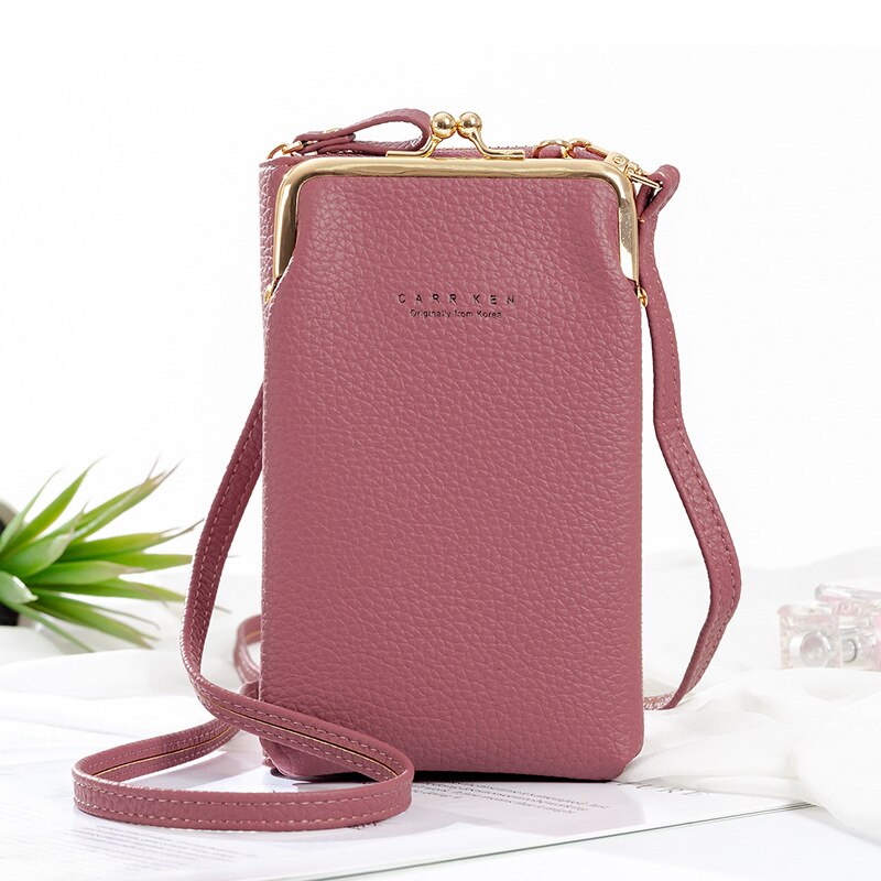 Phone Bag Pu Lederen Grote Capaciteit Reizen Draagbare Schoudertas Dames Crossbody Tas Mode Messenger Bag: Light purple