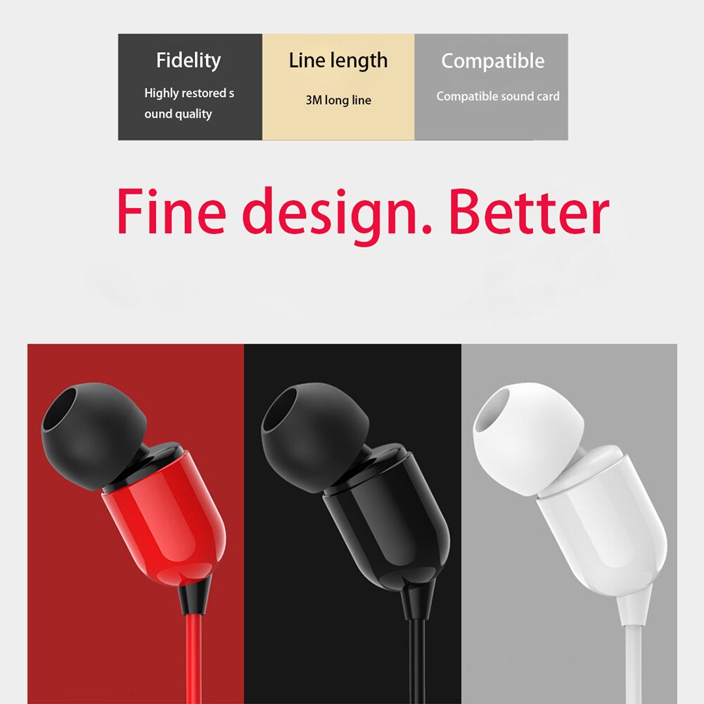 3-Meter 3.5mm Plug In-Ear Wired Earphone Broadcast Live Headset with/without Mic