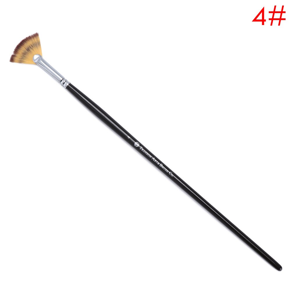 1 Pcs Nylon Hair Fan Pen Brush Wooden Handle Acrylic Water Oil Painting Brush Different Size Drawing Crafts: 4