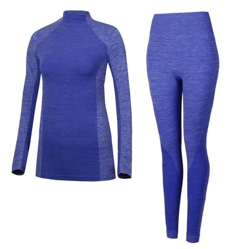 KLV Brand Winter Thermal Underwear Women Sportwear Elastic Breathable Female Casual Warm Long Johns Set: Royal Blue / L