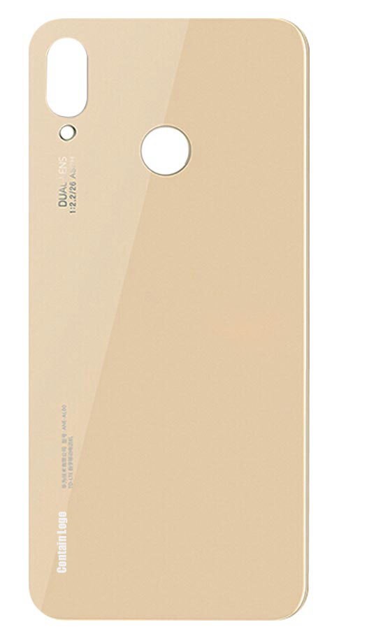 Funda trasera de cristal para Huawei P20 lite, protector de batería con lente de cámara para Huawei P20 Lite Nova 3e: Gold No Lens
