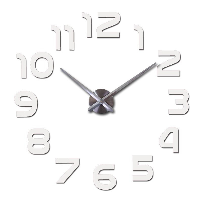 Real begrenzte quarzuhr big diy 3d spiegel aufkleber Metall wanduhr moderne kunst uhren hause dekoration: WHITE / 37inch