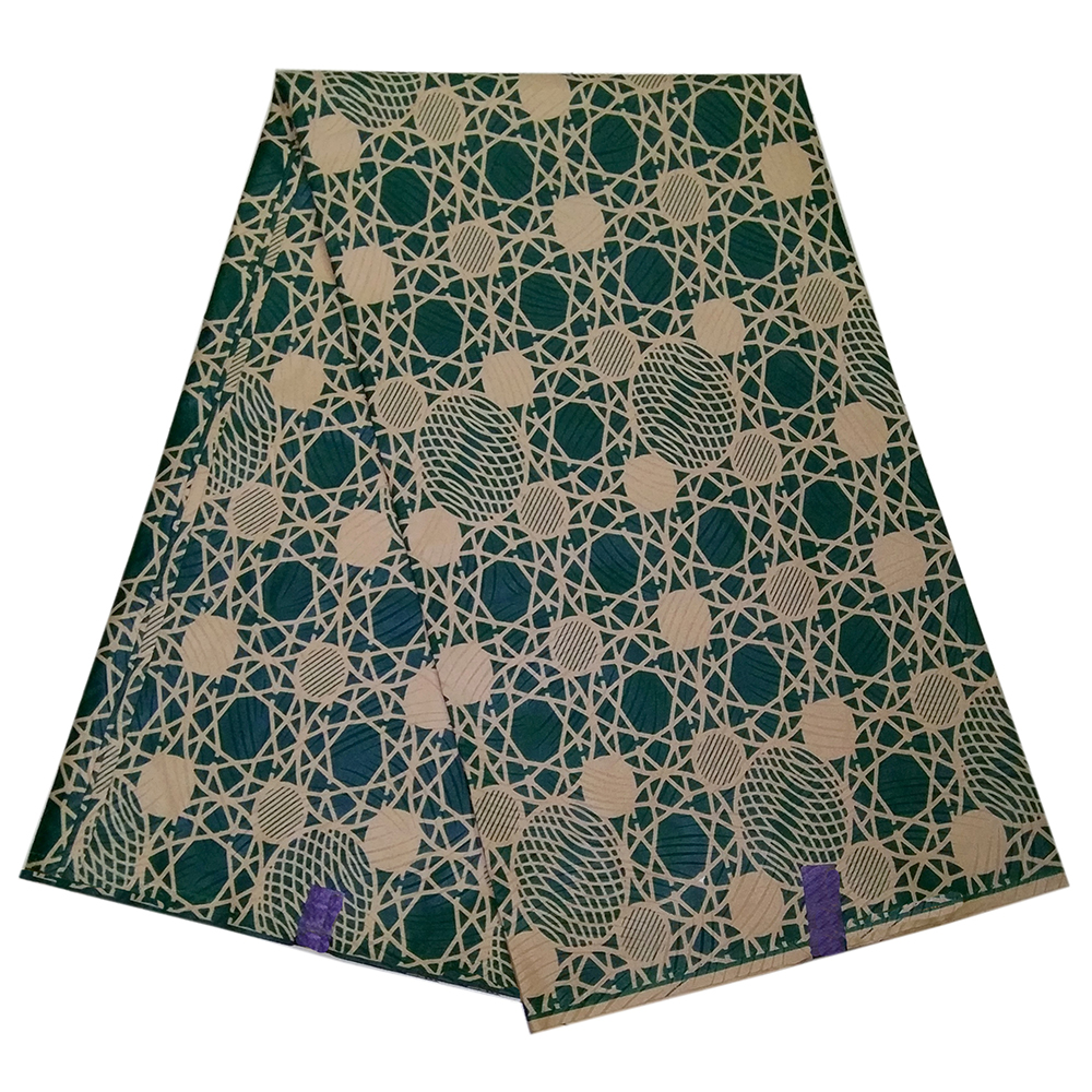 African Fabric Green African Geometric Patterns Print Wax Fabrc pagne wax: Default Title