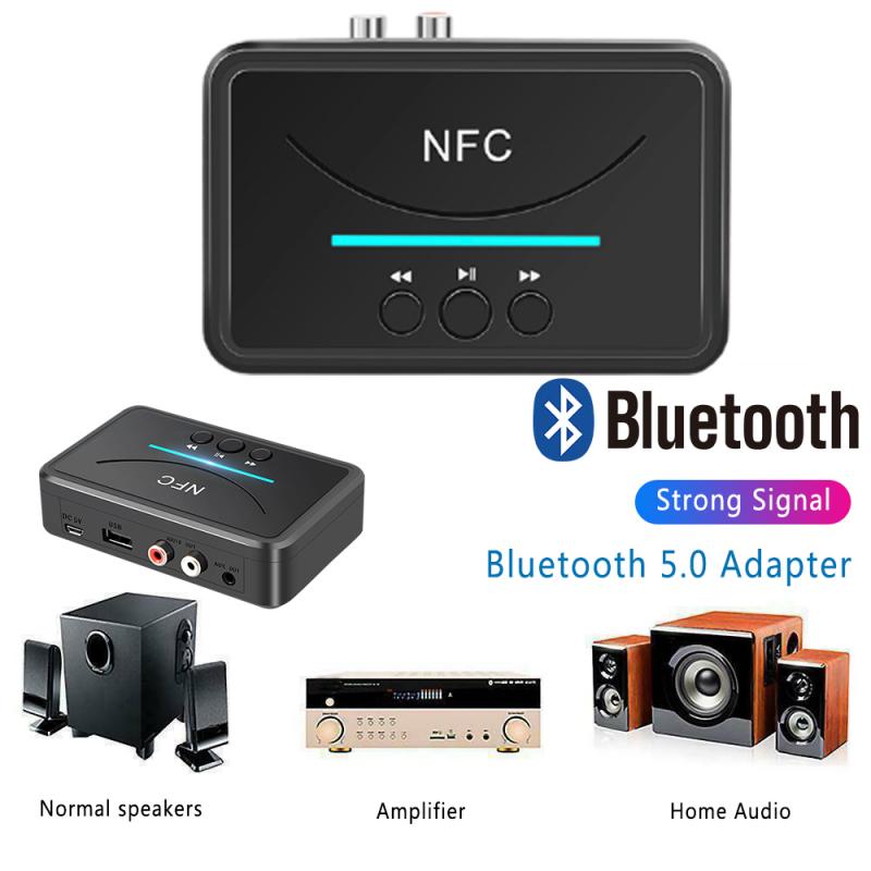 Nfc Draadloze Bluetooth 5.0 Audio Ontvanger 3.5Mm Aux Hifi Stereo Ingebouwde Chip Dual Audio Port Usb Smart afspelen Voor Auto Speaker
