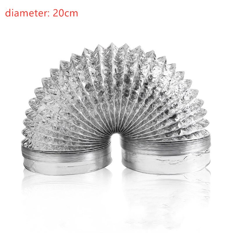 Aluminum Flexible Air Vent Hose Fireproof Gas Water Heater Exhaust Pipe Universal Ventilation Duct Vent Hose Extension Tube: diameter  20cm