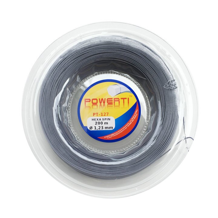 Powerti 1.23mm Hexagonal Tennis String Top Spin Polyester Training Tennis Racket String 200m Reel Power Control Black: gray