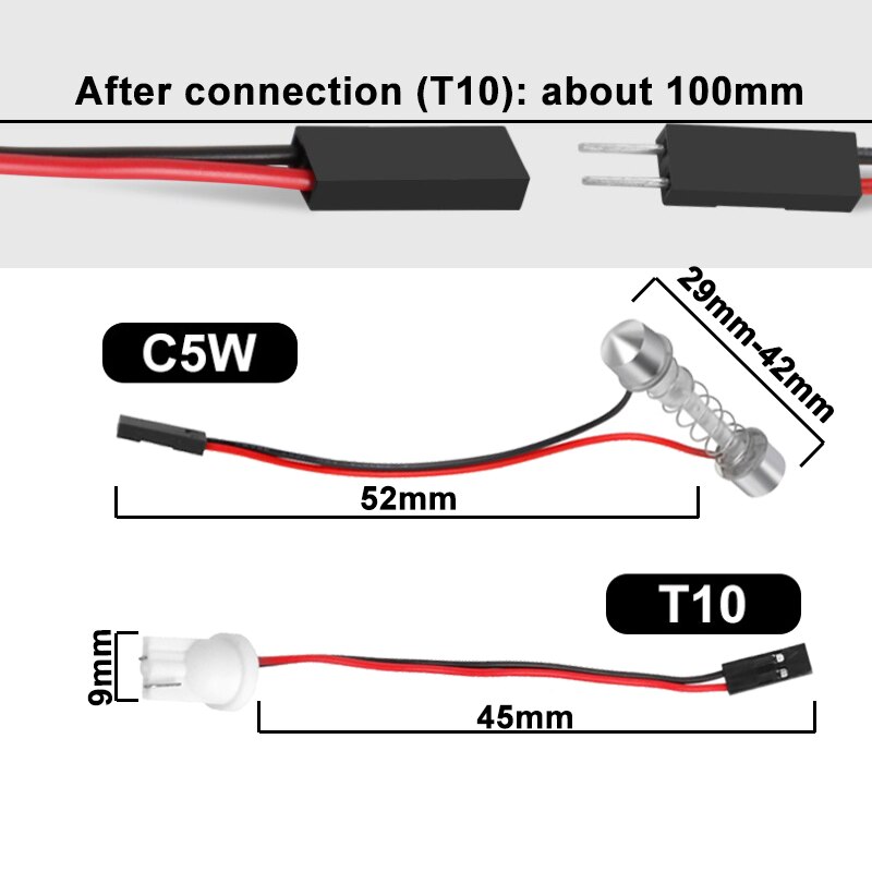 1x t10 w5w led cob pære  c5w c10w cob led festoon 31mm 36mm 39mm 42mm 12v super lyse hvid bil interiør kuppel læselys