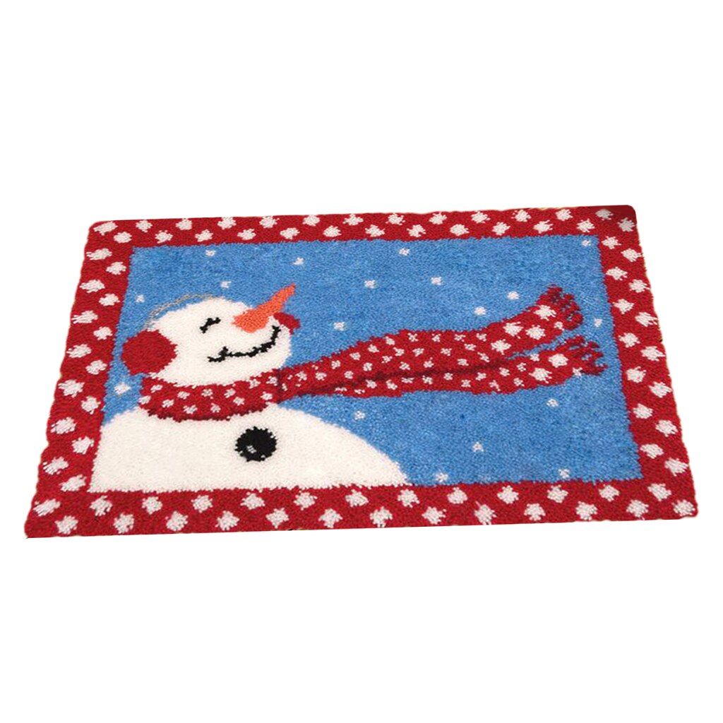 Christmas Latch Hook Kits Cushion Cover Rug Making Kits DIY for Kids/Adults with Printed Canvas Pattern 20: Snowman