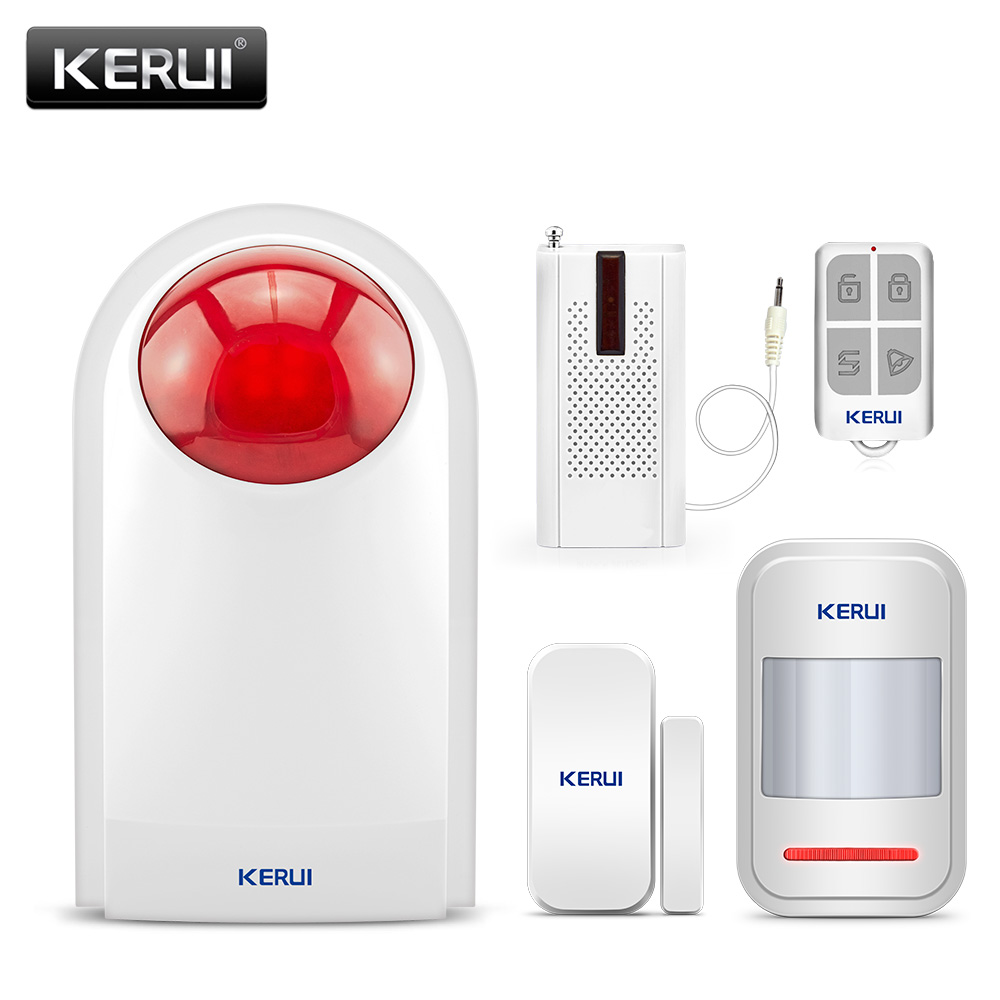 KERUI Waterproof Security Alarm System Indoor Outdoor Wireless 110dB Flash Siren Strobe Light Siren Burglar Sensor Alarm System
