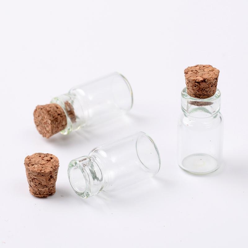 20pcs Mini Tampions Glass Jar Glass Bottles Bead Containers with Cork Stoppers Bottle Pendant for Jewelry Making 18x10mm