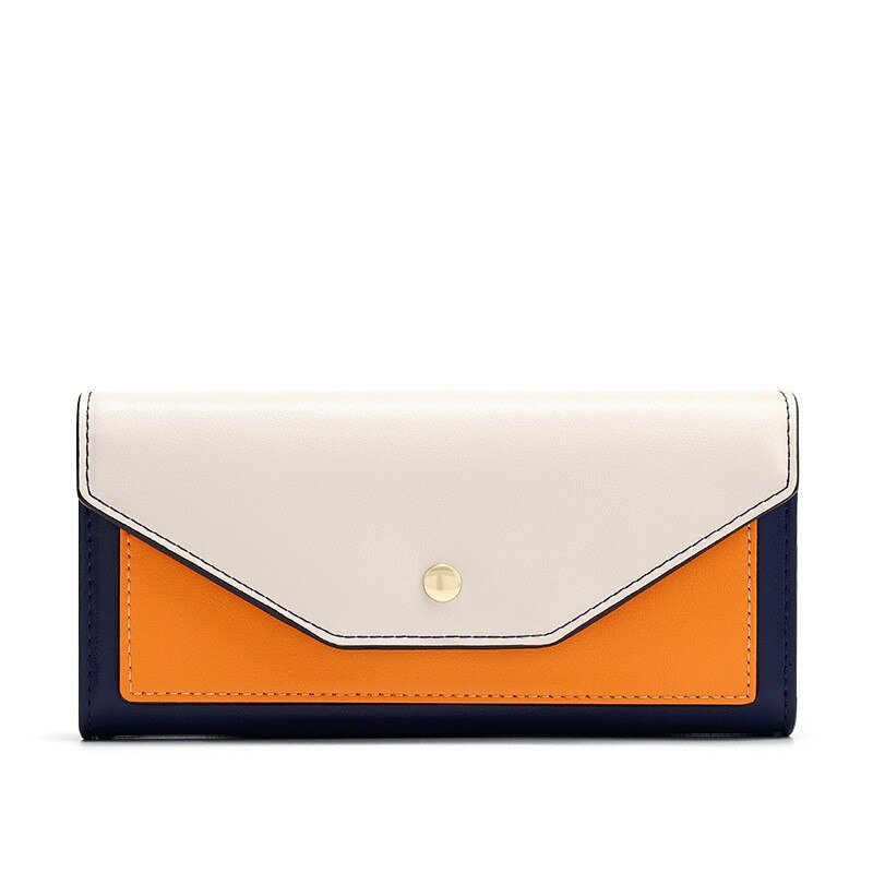 Firmranch Vrouwen Portemonnee Mode Contrast Kleur Ins Grote Capaciteit Lange Bankbiljet Bankkaart Hand Purse: Blauw