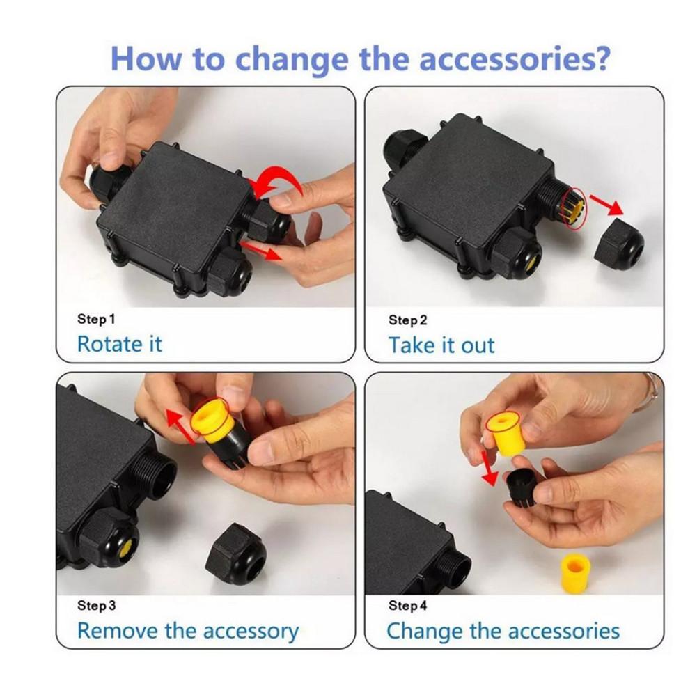 Junction Box Set Waterproof UV Sunproof Outdoor Multiple Ways Plastic Electrical Junction Box Case Cable Wire Connector Protect