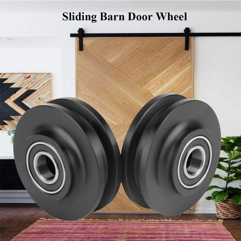 2Pcs Sliding Barn Door Wheel Heavy Duty Cabinet Window Pulley Roller Quiet Sliding Door Track Perfect For DIY Barn Door