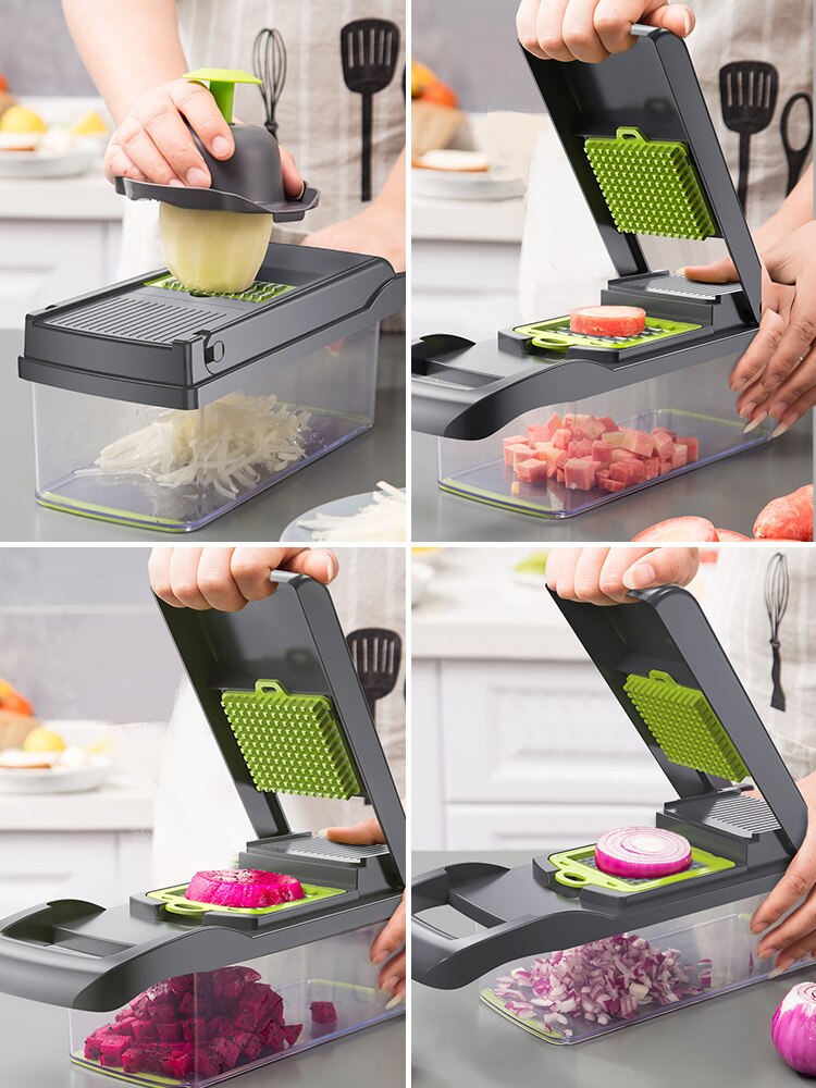 Multifunctional Vegetable Slicer Fruit Grater Cutter Peeler Potato Carrot Shredders Chopper Drain Basket For Kitchen Accessories