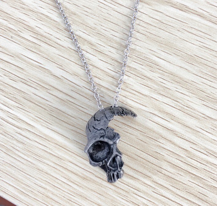 Punk Gothic Metal Half Van Schedels Ketting Charm Ketting Rock Hip Hop Mode-sieraden Unisex Vrouwen Mannen party Cool