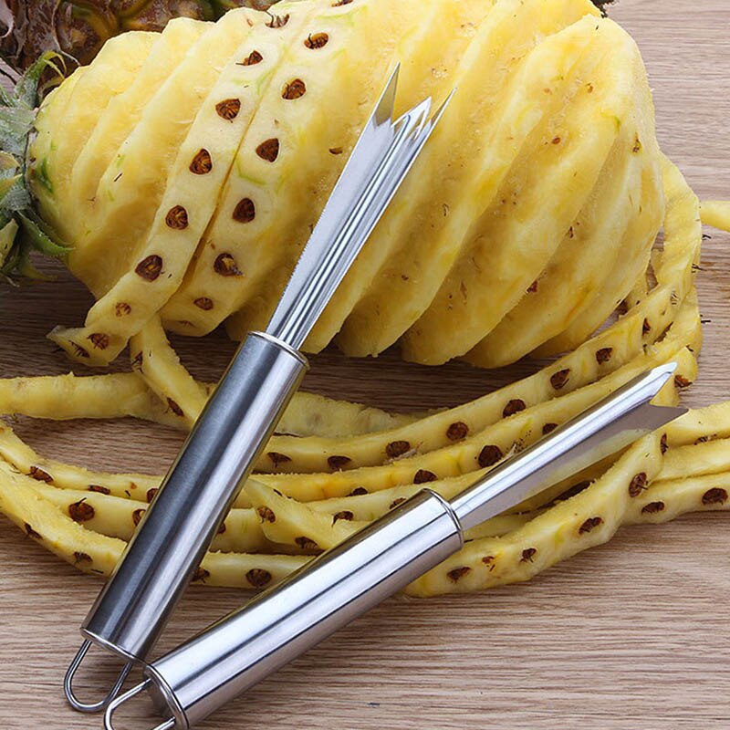 Bærbar skridsikker rustfrit stål frugt ananasskræller let rengøring gaffel frugtværktøj køkkenredskaber