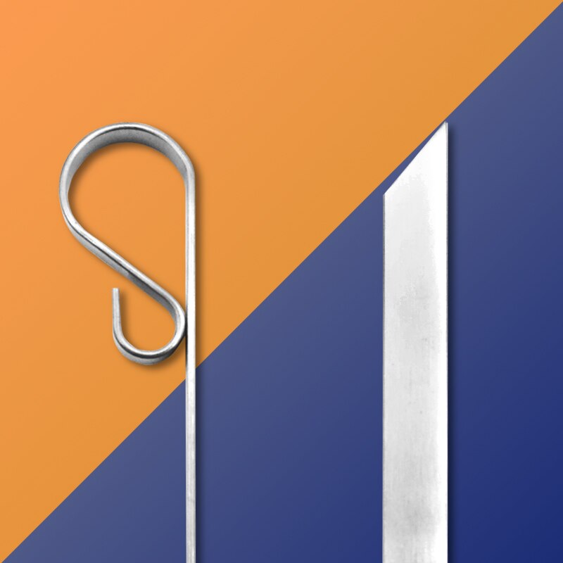 Stainless Steel Kabob Flat Skewer Premium Skewers set for Grill and BBQ Meat Metal Fork Barbecue Tool 6pcs 12.5inch 35cm