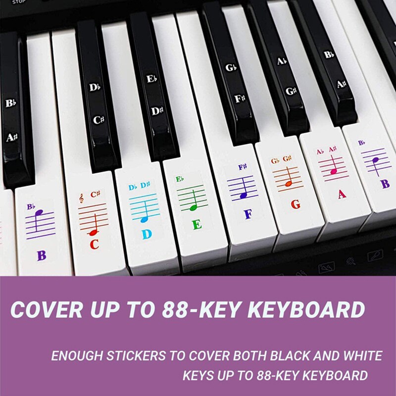 Staff Roll 61 Electronic Piano Sticker Piano Sticker Color Button Phonetic Symbol 88-Key Piano Keyboard Sticker