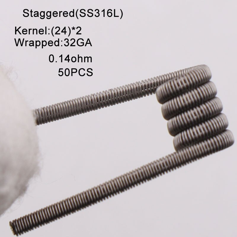 XFKM NI80 50 stks/pak Giant juggernaut coils Seper juggernaut Clapton coil Alien taiji super Clapton Verwarming Weerstand rda coil: staggered-316-50