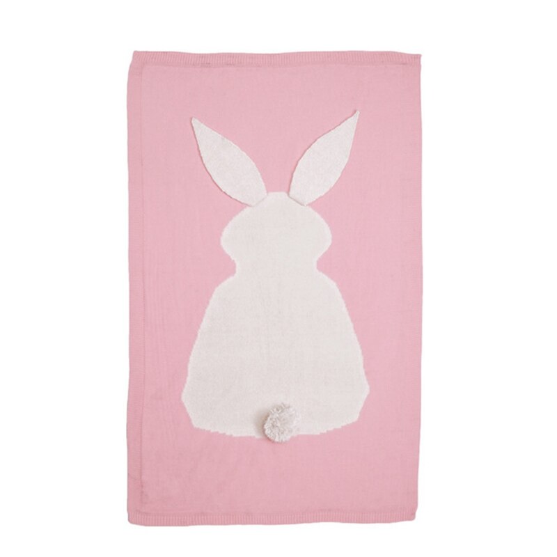 Låt oss göra 1pc babyfiltar linda babysjal stickad filt för spädbarn kanin tecknad rutig spädbarnssängkläder linda: Rosa