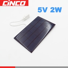 Panel solar con conector USB de 5V, 2W, 400mA, cargador de batería de bricolaje de polisilicio, cable de batería pequeño mini, luz solar de juguete, 5V