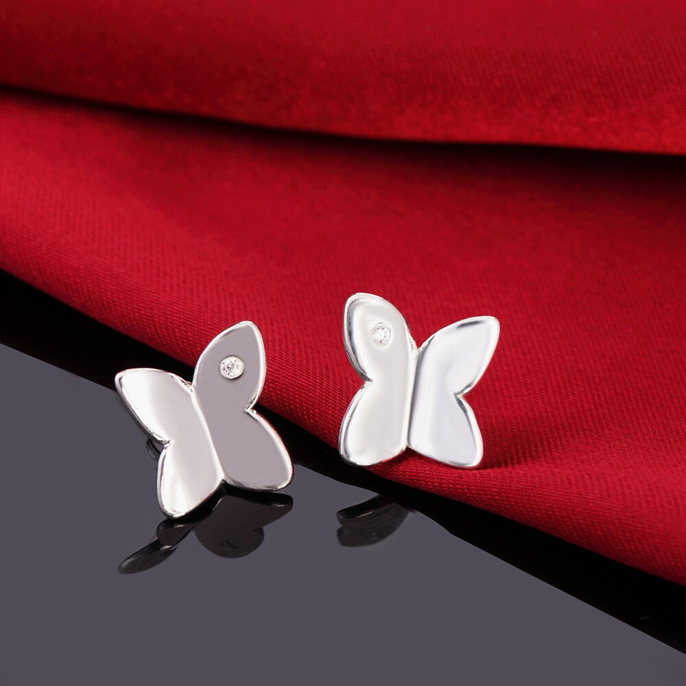 Feine 925 Sterling Silber kristall schmetterling ohrringe ringe Schmuck-setzt für frauen glücklich Partei hochzeit Weihnachten