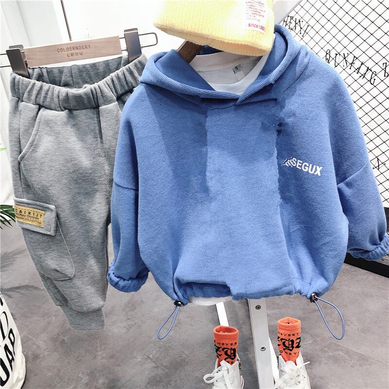 Ragazzi del bambino Felpe casuale Alfabeto Coreano con Cappuccio Maglione Abbigliamento per Bambini 2020 di Autunno della Molla Felpa di Alta Qualità per I Ragazzi: Blu / 5T