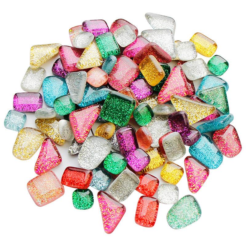 200g Stained Glass Supplies Diamond Mosaic Tiles Hobbies DIY Art Craft Supplies Mosaic Pieces Wall Mirror Stickers Strip Glass