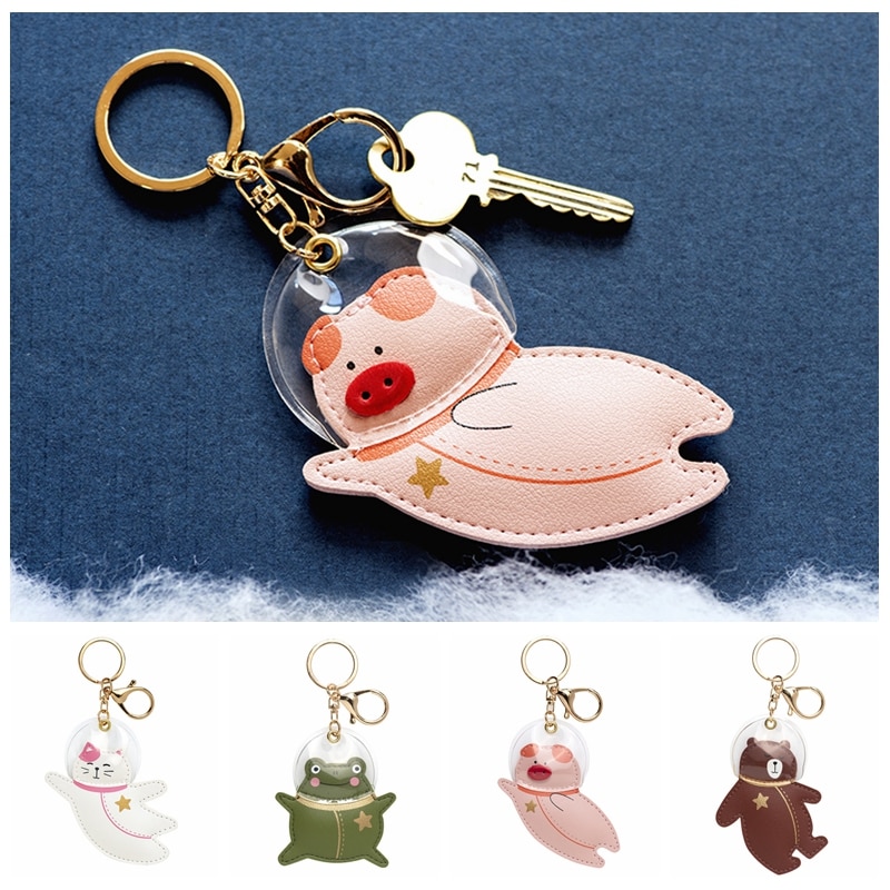 Astronaut Keychains Top Grade Leather Car Key Chains Student Girl Lovely Bag Charm Decoration KeyRings