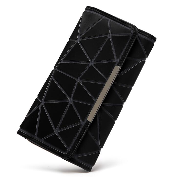 Maelove geometry wallet handbag noctilucent female hologram Clutch purse Matt Color/luminous wallet: matt color black