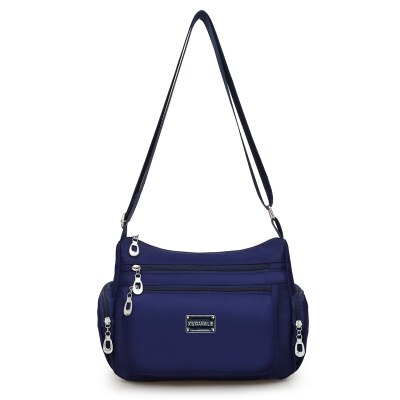 Novo 2017 pure color impermeável nylon ombro saco de Doces cor do saco crossbody para as mulheres Mais zíperes saco de lazer prático-rx211: Azul