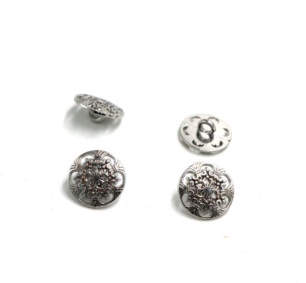 15mm&20mm bronze&silver Shank Button Metal Buttons Hollow Carved Flower Sewing Metal Buttons 20pcs: shinning silver / 20mm