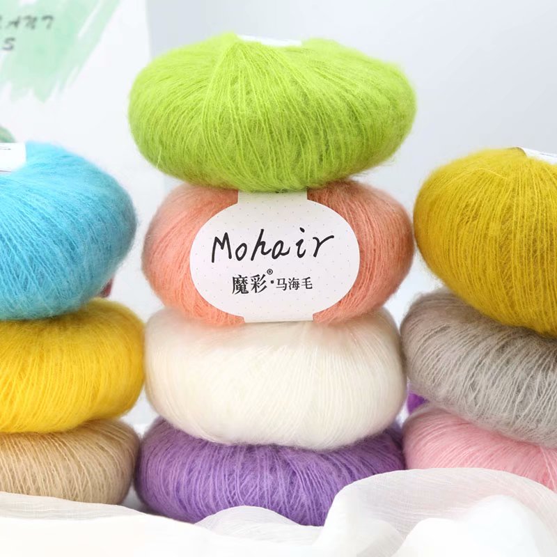 Ovillo de hilo acrílico Mohair para ganchillo, hilo fino para tejer a mano, para suéter, bufanda, 25g por bola