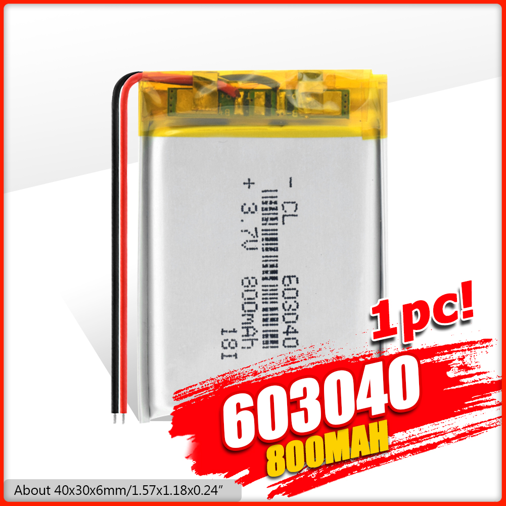 3.7v lithium polymer genopladeligt batteri 800 mah 063040 til gps navigator  mp3 mp4 mp5 powerbank bluetooth højttaler legetøj 603040