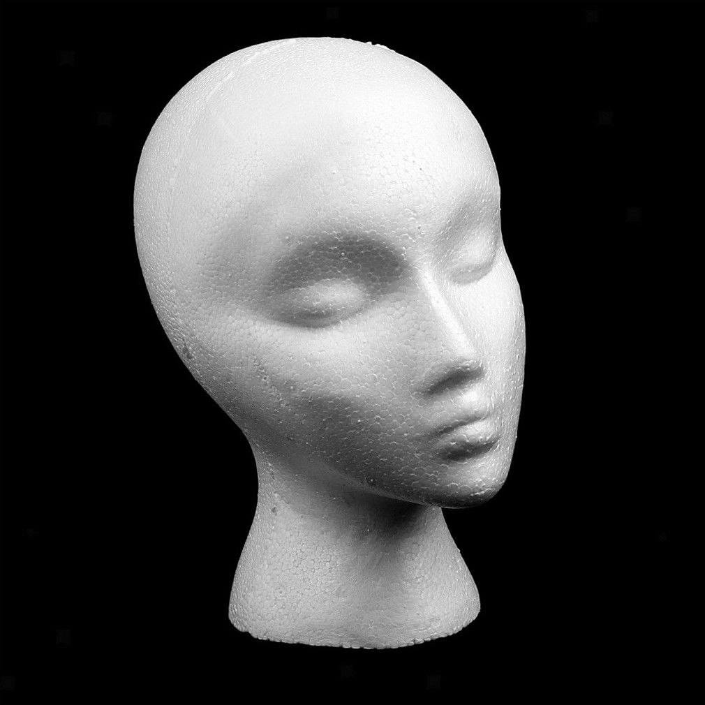 Vrouwelijke Mannequin Hoofd Wit Doorbuiging Hoofd Polystyreen Piepschuim Foam Hoofd Model Stand Pruik Haar Hoed Headset Display Stand Rack