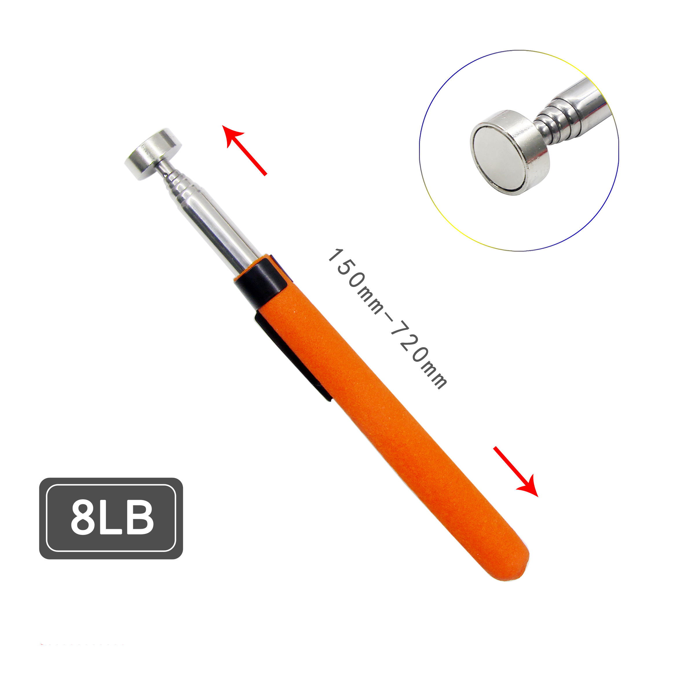 Multiple models Portable Telescopic Magnetic Magnet Pen Handy With LED Tool Capacity For Picking Up Nut Bolt Extendable: WHITE