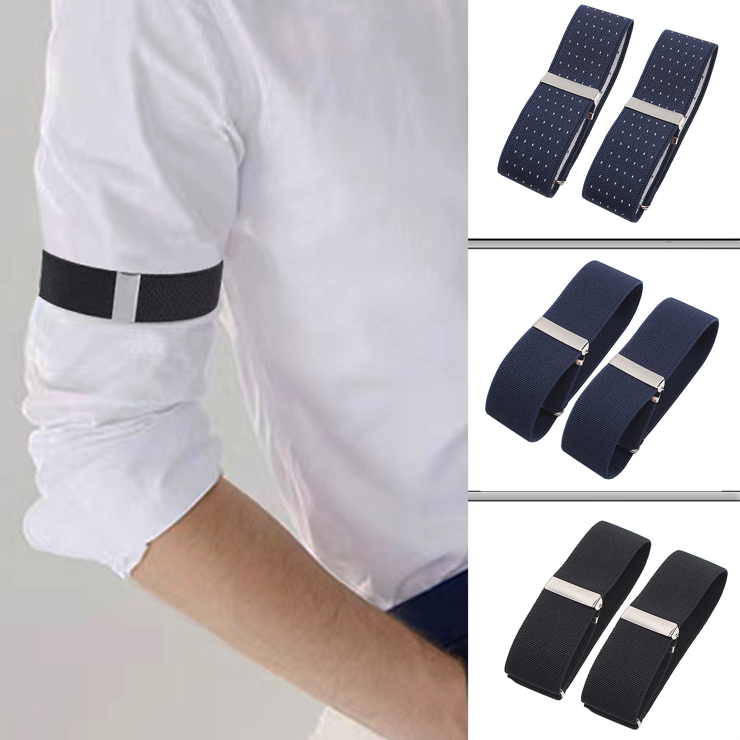 One Pair Elastic Armband Shirt Sleeve Holder Women Men Adjustable Arm Cuffs Bands For Party Wedding Clothing Accessories