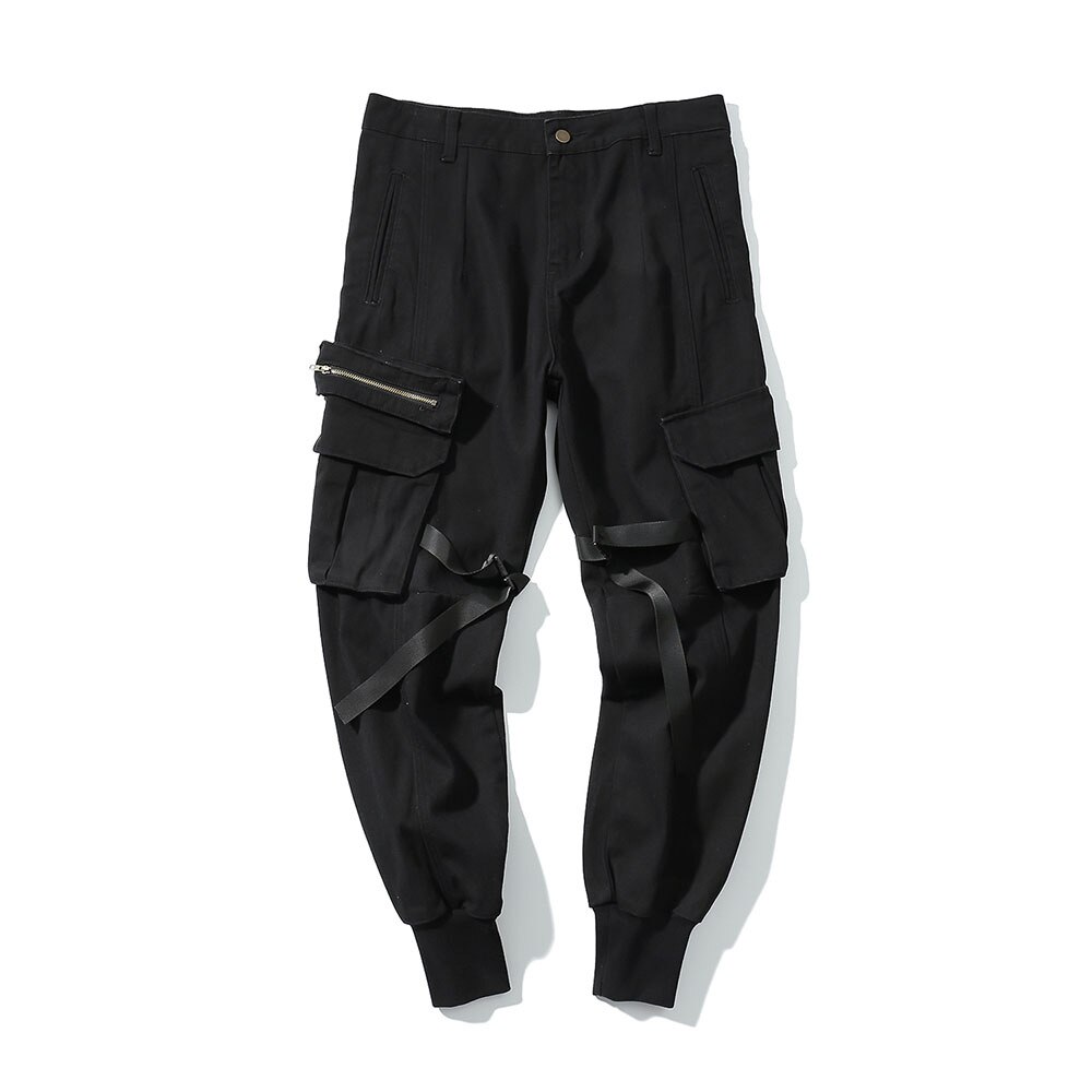 Bomullsbukser for menn klær hip hop street fra jogger joggedress bukser harem bukser joggebukser: Svart / Xl
