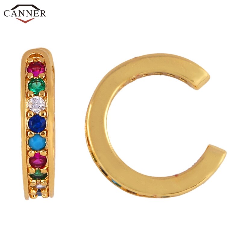 Small Cuff Earrings for Women Rianbow Zircon Half Circle Clip Earrings CZ Crystal Ear Cuffs Gold No Pierced Jewelry H40