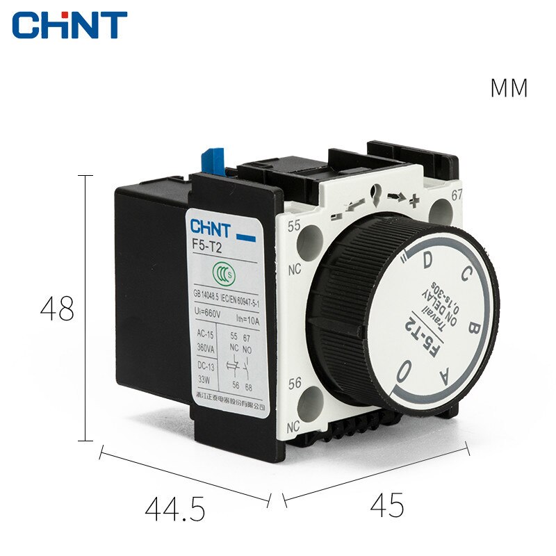 CHINT Atmosphere Time Head F5-T2 Communication Contactor Auxiliary Modular Electricity Time Delay Modular 0.1S-30S