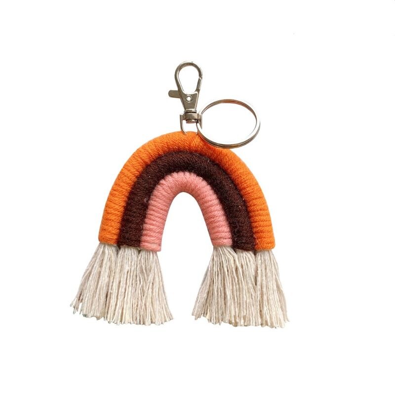 Weben Regenbogen Schlüsselanhänger Boho schlüssel Halfter Schlüsselring Macrame Tasche Charme Auto Hängen 19QB: 19
